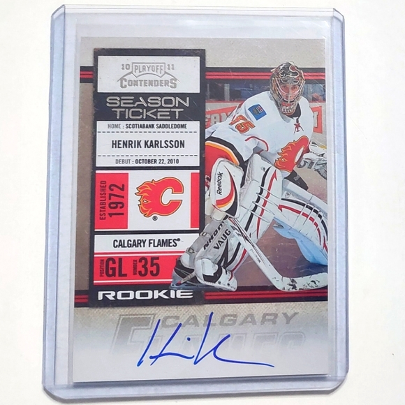 Henrik Karlsson Rookie Panini 2010-11 Playoff Contenders Autograph Card Flames - Picture 1 of 2